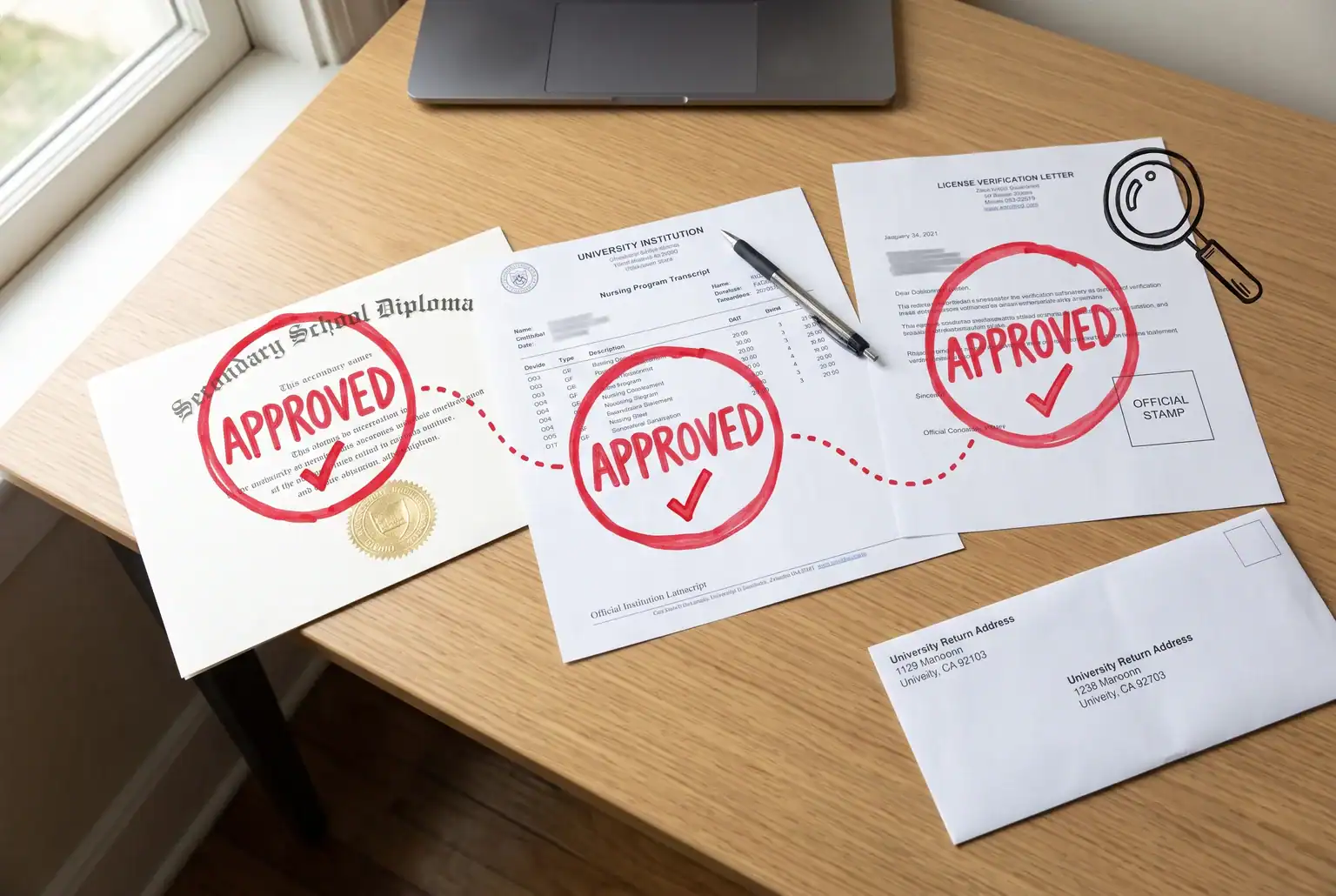 Each document gets checked and approved on its own, not as one bundled application.